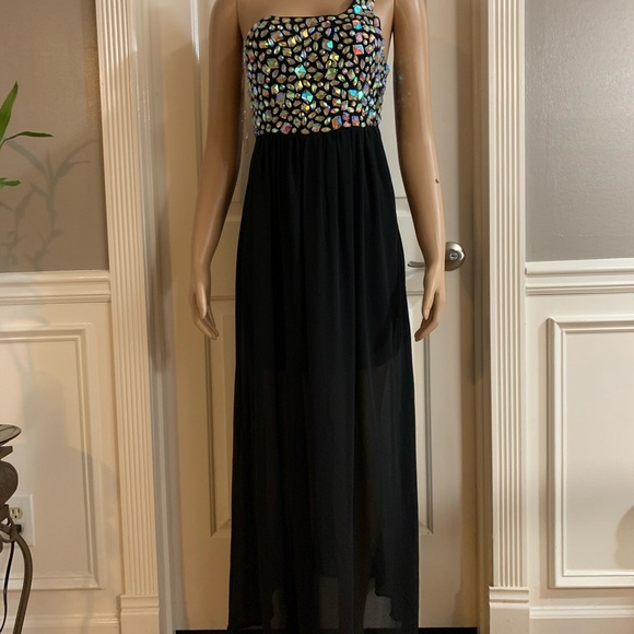 Women’s junior one off shoulder black dress size S - Picture 2 of 11